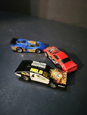 3 Vintage Hot Wheels Cars- Die-Cast Racing Vehicles